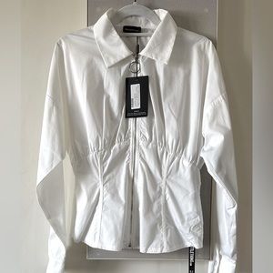 PRETTY LITTLE THING White Zip Corset Detail Shirt⭐️Brand New!!💫